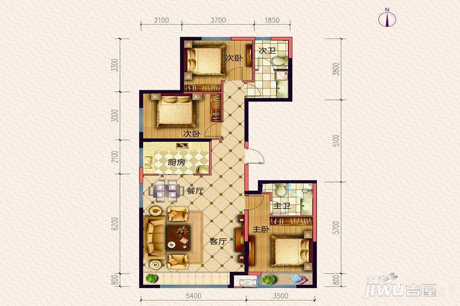 保利心语32室2厅2卫122㎡户型图