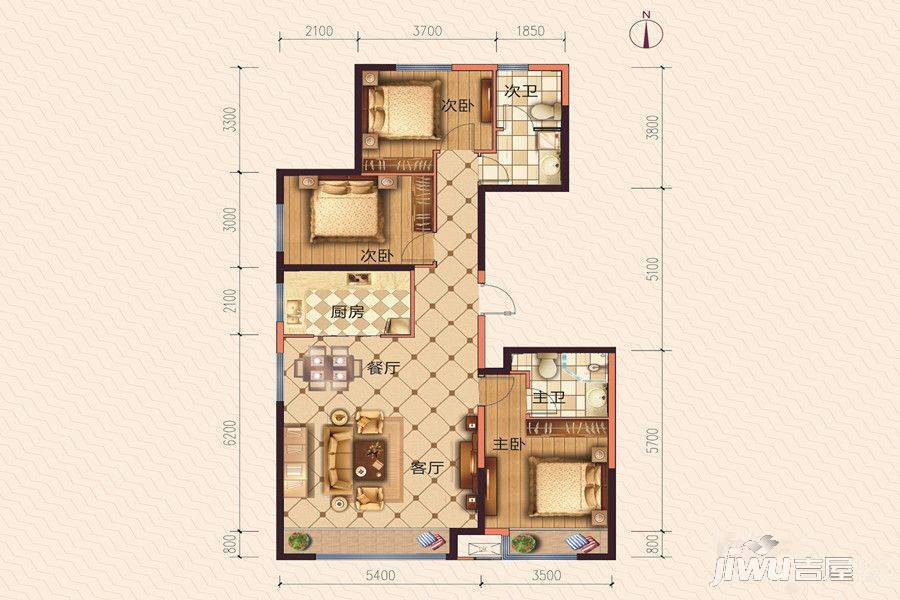 保利心语32室2厅2卫122㎡户型图