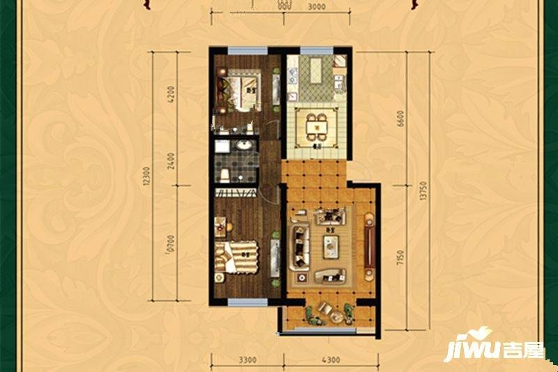 维拉庄园一期丽祥苑2室2厅1卫106.2㎡户型图