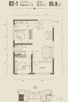 筑石松花江新城2室2厅1卫85.9㎡户型图