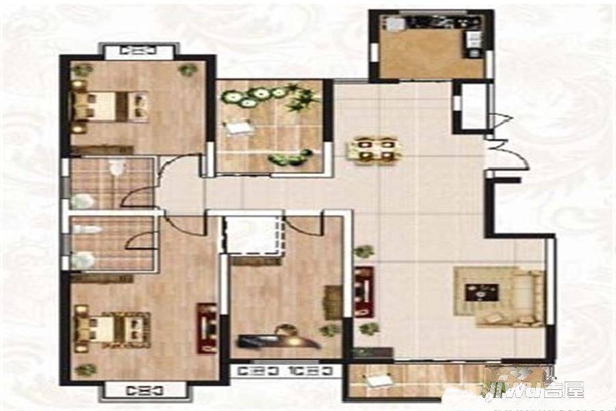 阳光渭水华庭3室2厅2卫148.7㎡户型图