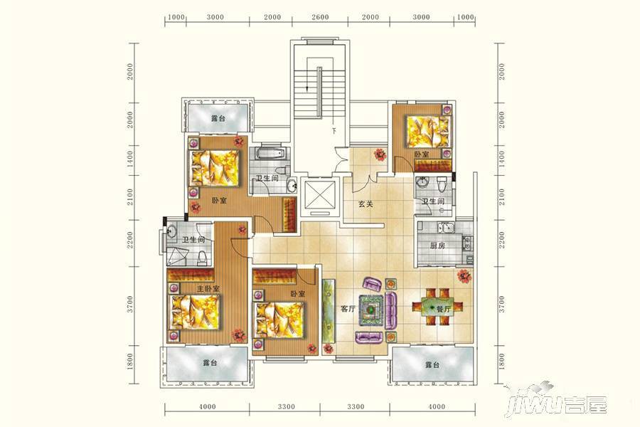 永顺东方塞纳4室2厅3卫168.3㎡户型图