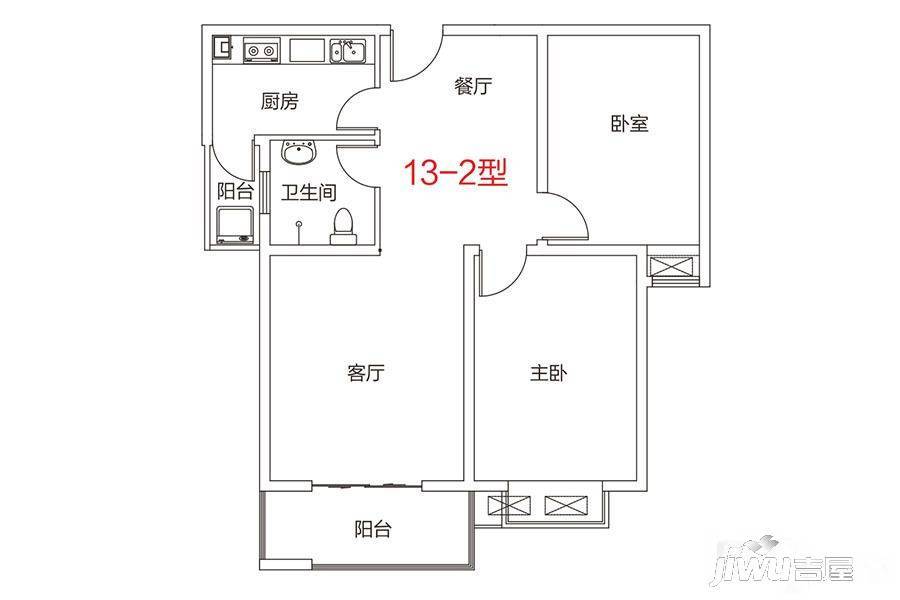 宜必思酒店式公寓2室2厅1卫89㎡户型图