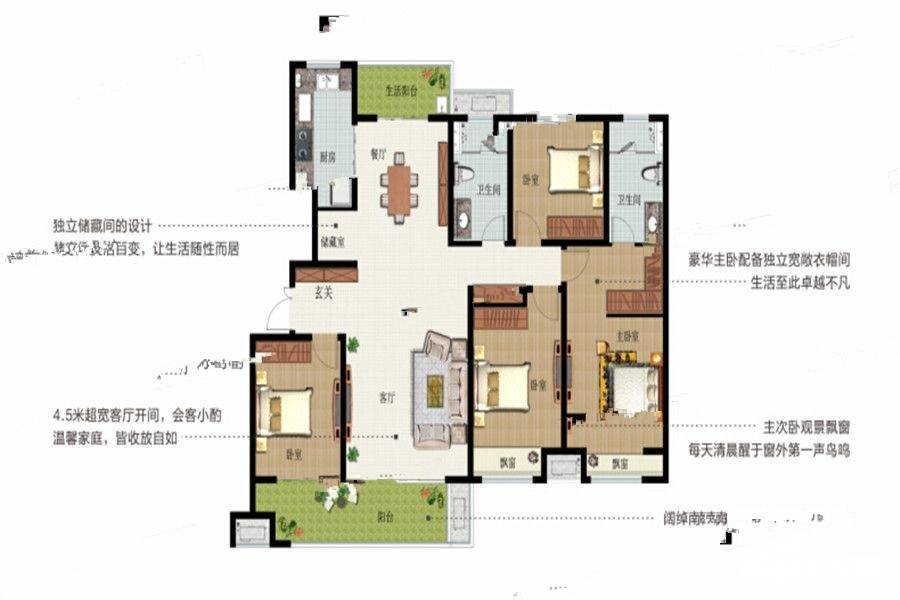 建业幸福里4室2厅2卫170㎡户型图