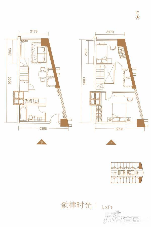 港湘铂玥1室1厅1卫58.2㎡户型图