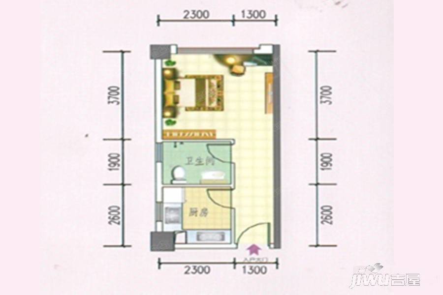 绿地中央花园1室1厅1卫40㎡户型图