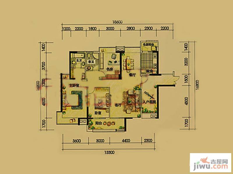 藏珑湖上国际社区3室2厅2卫143㎡户型图