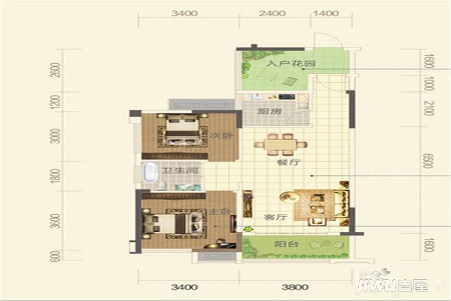 盛地春天里3室2厅1卫85㎡户型图