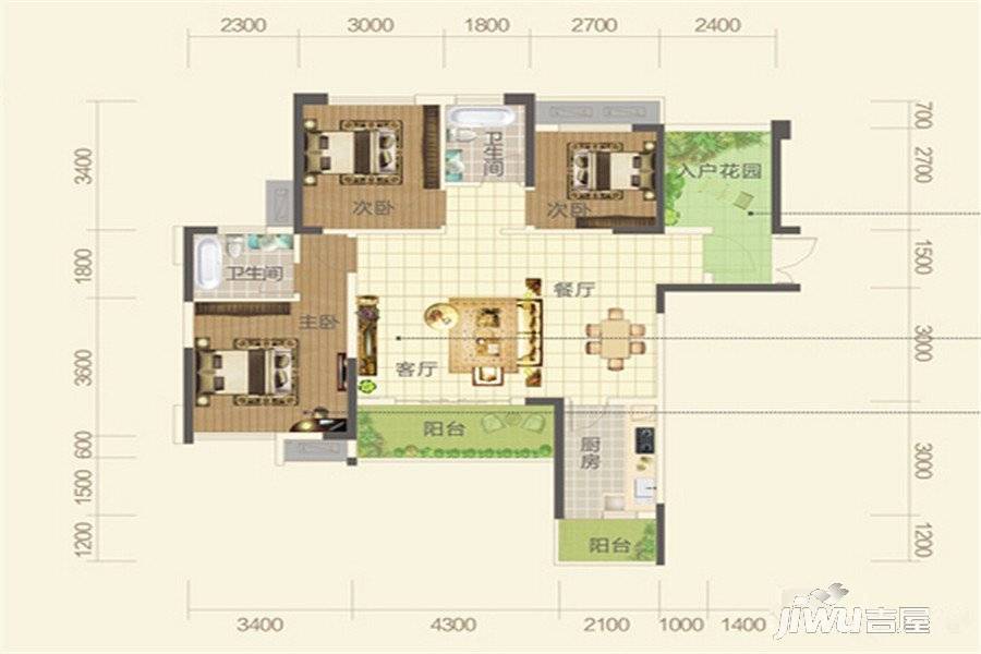 盛地春天里4室2厅2卫110㎡户型图