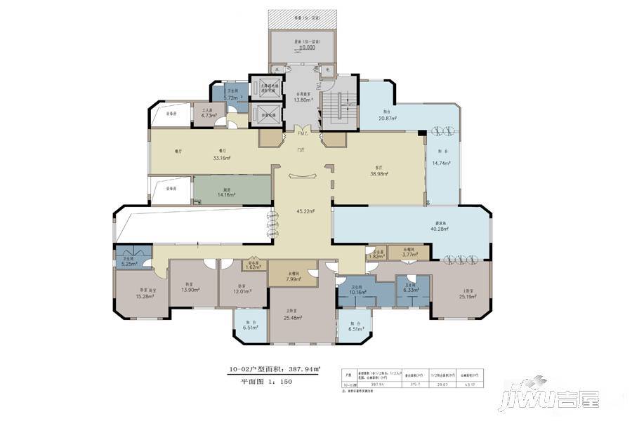 壹廷中央府院7室3厅4卫387.9㎡户型图