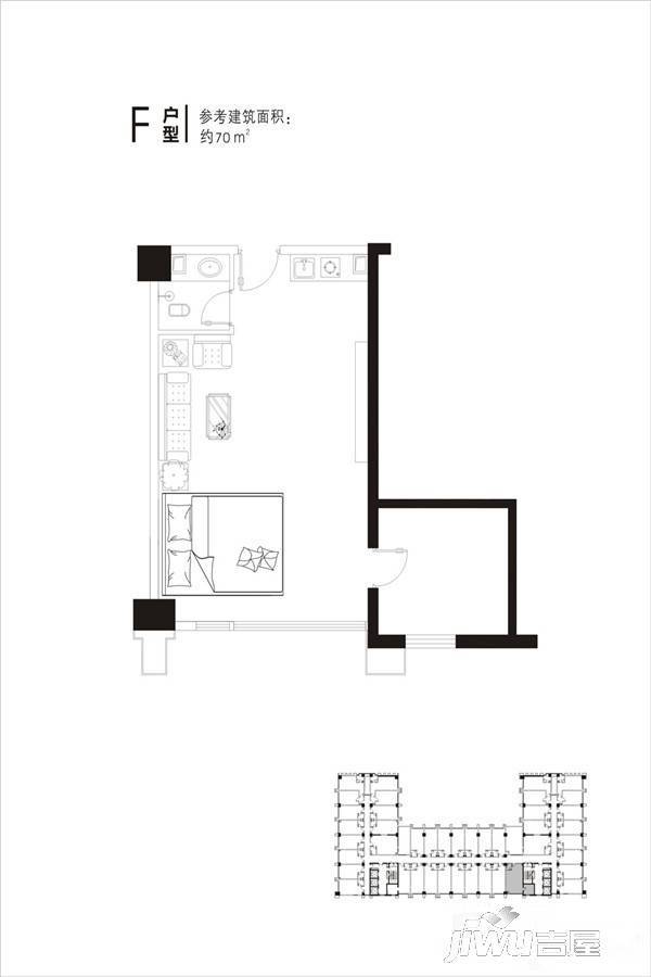 五一钻界2室2厅1卫70㎡户型图