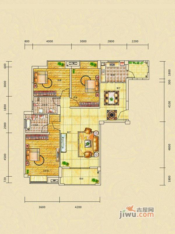 山水英伦庄园3室2厅2卫115.6㎡户型图