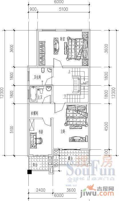 山水英伦庄园3室1厅1卫户型图