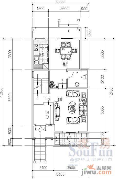 山水英伦庄园1室1厅1卫户型图