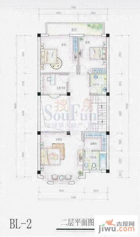 山水英伦庄园4室1厅1卫户型图