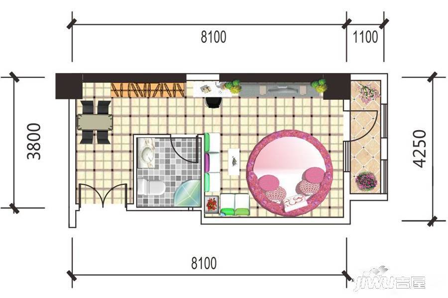 MOMA当代广场1室1厅1卫50㎡户型图