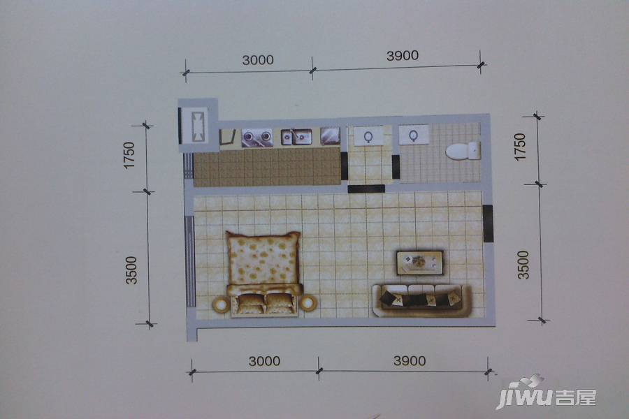 水墨林溪1室1厅1卫51.5㎡户型图