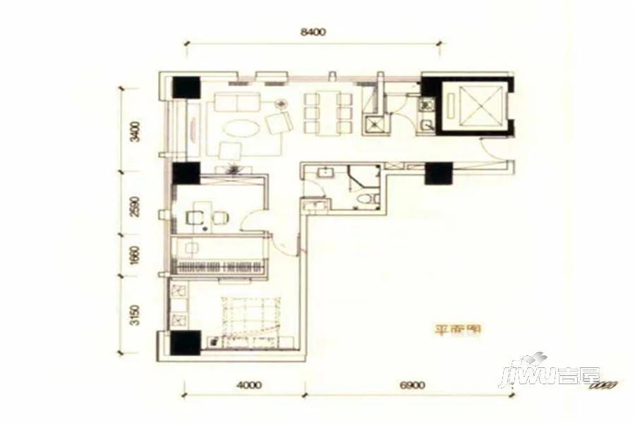 51沃客2室2厅1卫102㎡户型图