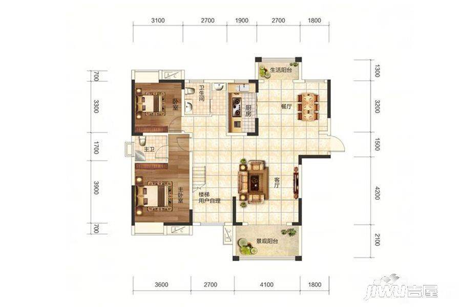 谷山里5室3厅4卫249.9㎡户型图