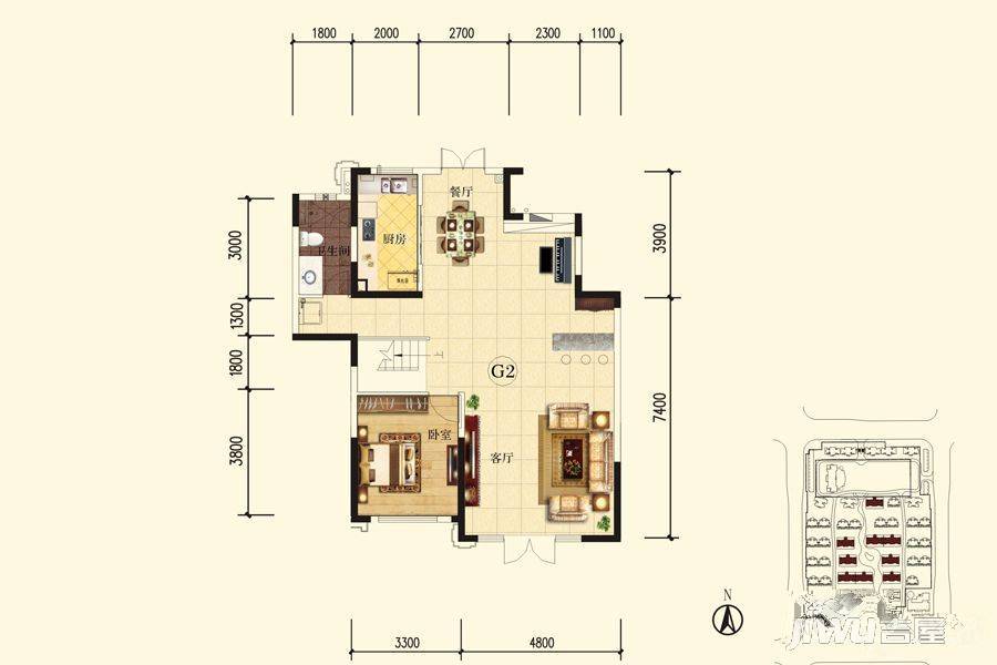 恒大御景天下4室3厅3卫195㎡户型图