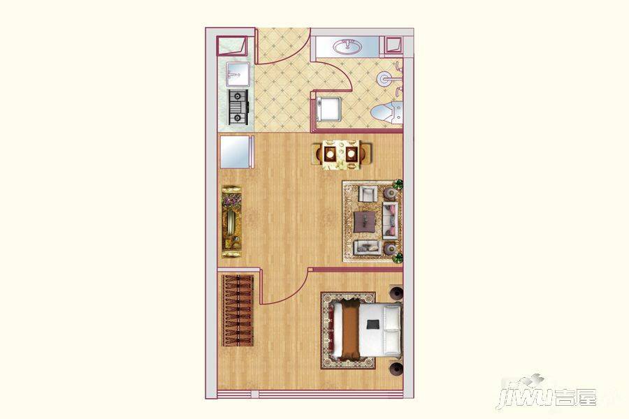 五江天街天寓1室1厅1卫51㎡户型图