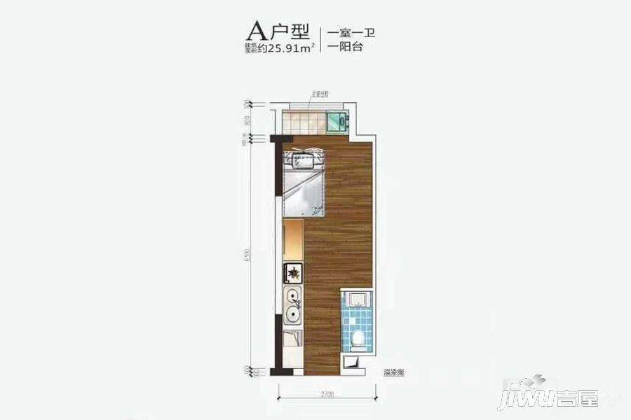 万科金域缇香1室1厅1卫25.9㎡户型图