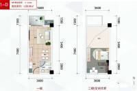 裕天国际商汇中心1室2厅1卫38.1㎡户型图