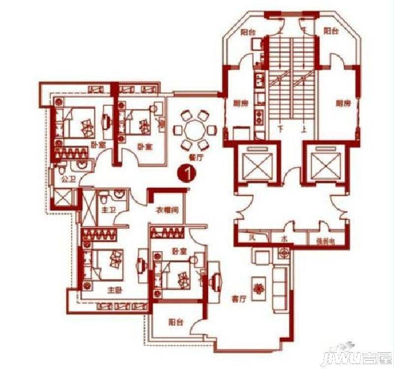 浏阳恒大华府4室2厅2卫176㎡户型图