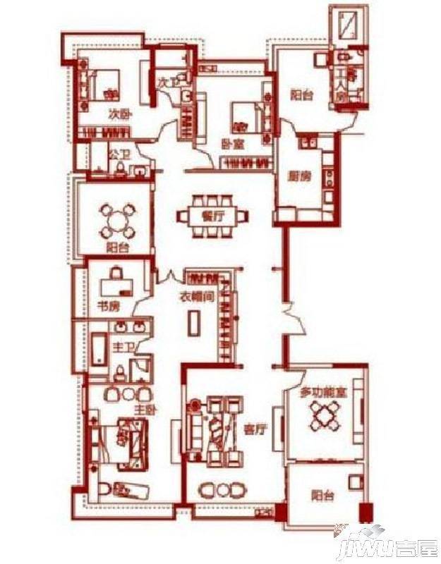 浏阳恒大华府5室2厅3卫293㎡户型图