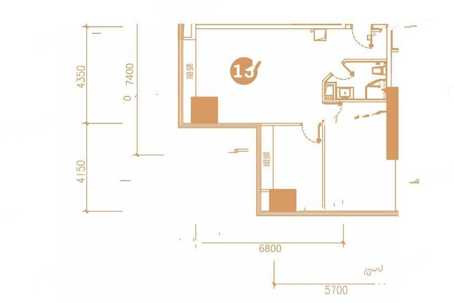 远洋外滩壹号1室1厅1卫99.5㎡户型图