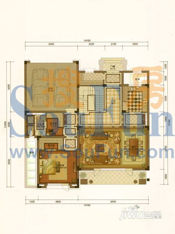 绿城御园普通住宅164㎡户型图