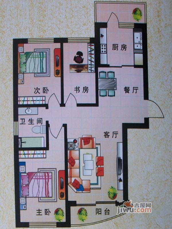 东城明珠3室2厅1卫120.4㎡户型图