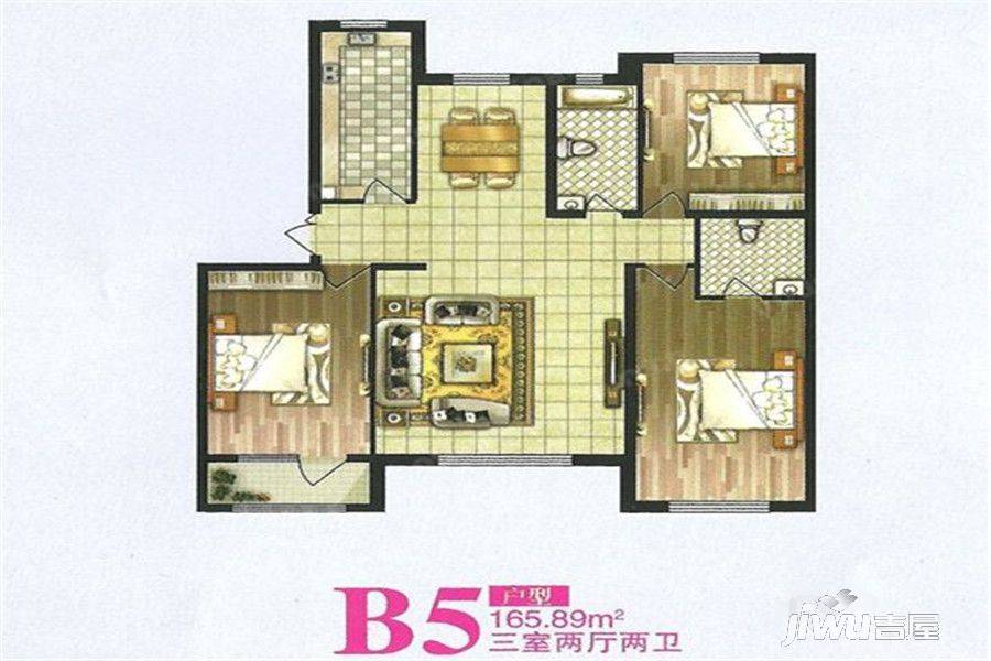 四季御景3室2厅1卫165.9㎡户型图