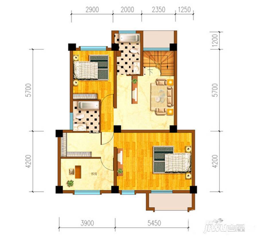 新世纪花园5室3厅3卫204.9㎡户型图