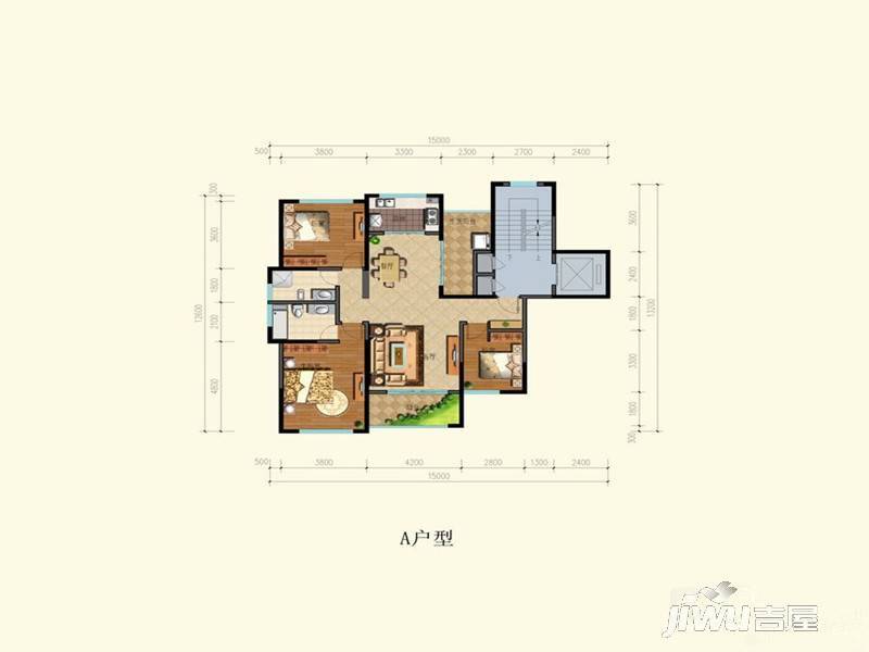 凤仪庄园3室2厅2卫136㎡户型图