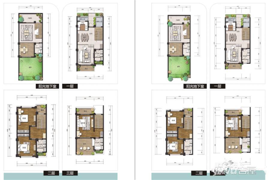 左岸高地艺术生态公社3室2厅4卫155.9㎡户型图