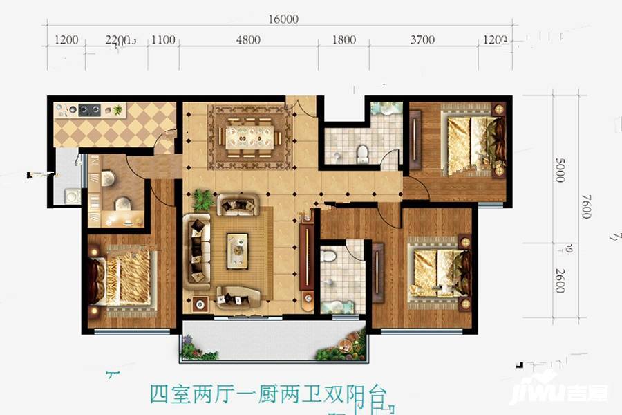 祥云生态城4室2厅2卫139㎡户型图