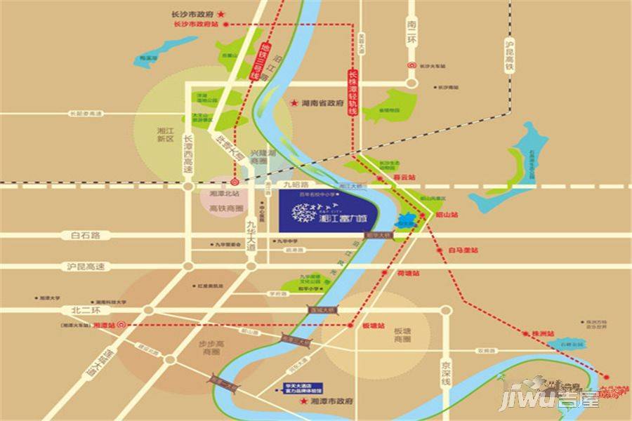 湘江富力城高层位置交通图