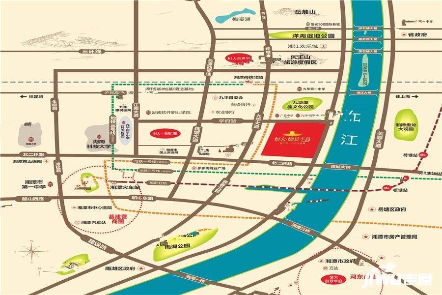 湘潭恒大御景半岛位置交通图