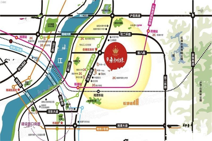 湘潭东方明珠三期位置交通图图片