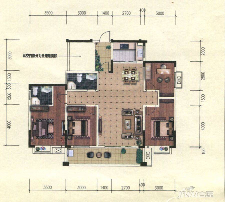 湘江学府3室2厅2卫140.9㎡户型图