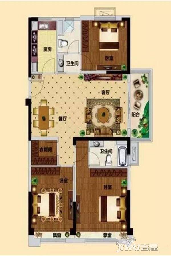 碧桂园 天汇3室2厅2卫126㎡户型图