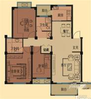 通和紫金城学府一号3室2厅2卫112㎡户型图