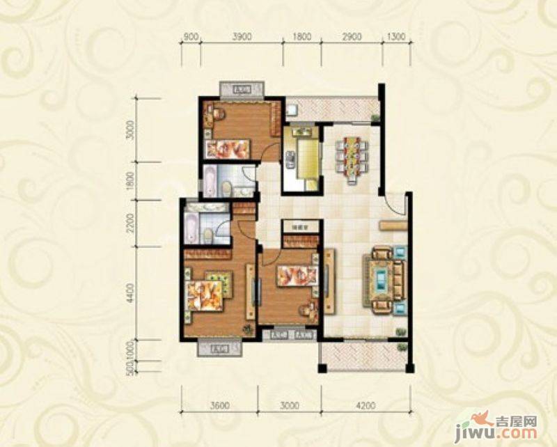 天瑞凤鸣花园3室2厅2卫123㎡户型图