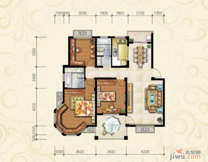 天瑞凤鸣花园3室2厅2卫119㎡户型图