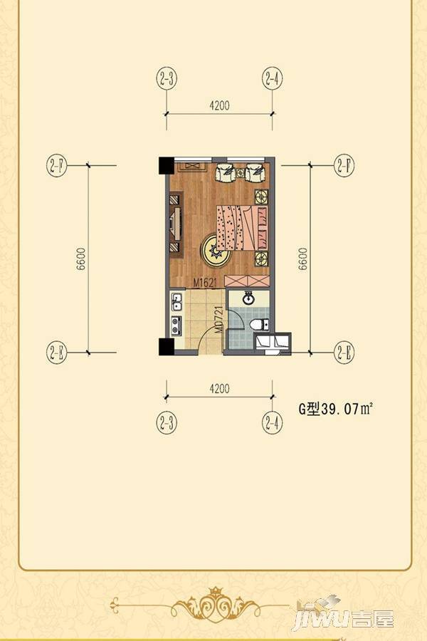 力和丹桂公寓1室0厅1卫39㎡户型图