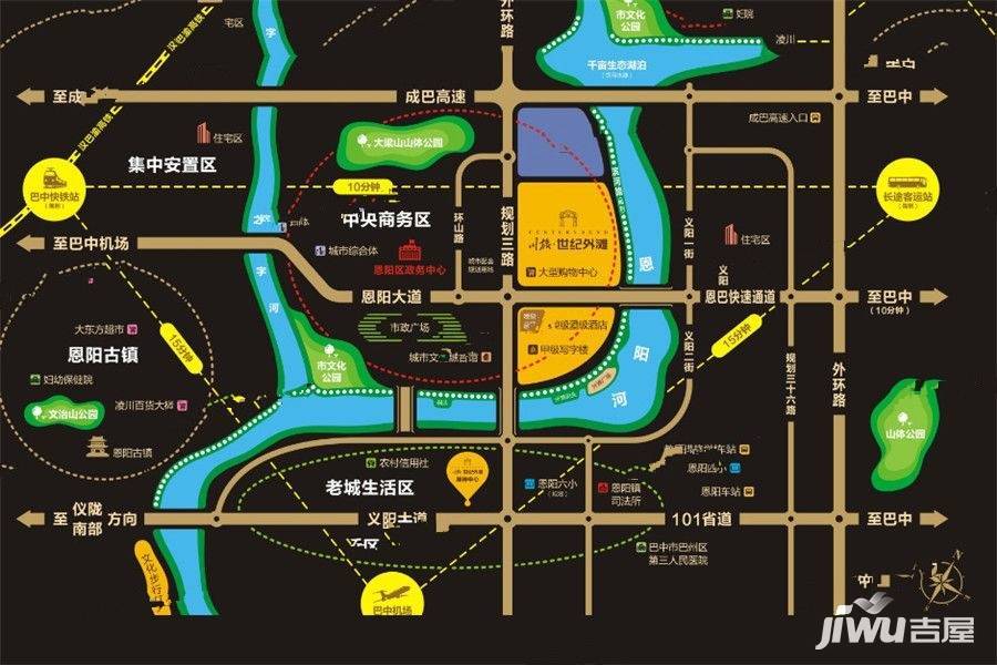 恩阳川旅世纪外滩位置交通图