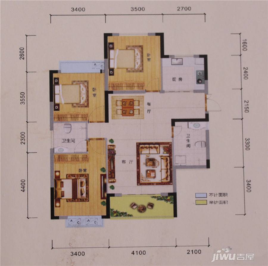 恩阳义阳府第3室2厅2卫125㎡户型图