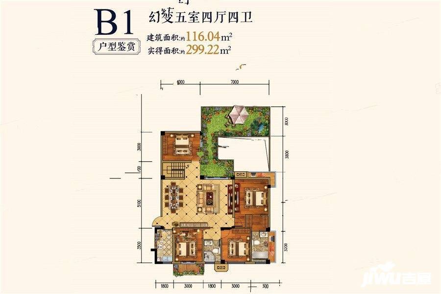 登科华府5室4厅4卫116㎡户型图