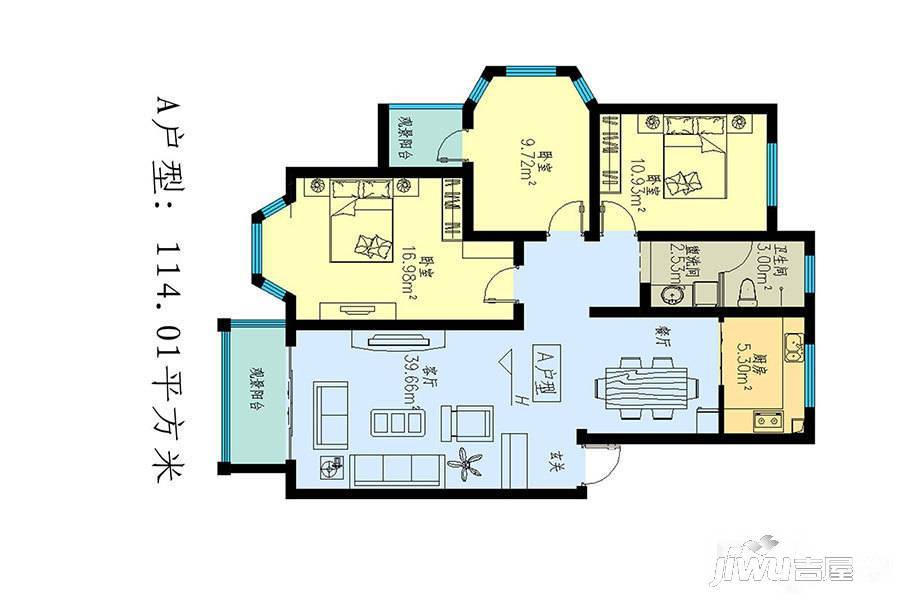 大乘领仕馆普通住宅114㎡户型图